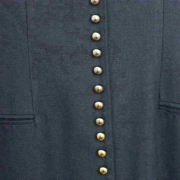 80s Vintage Black Dress Formal Gold Button Ronnie Rosado Size 11 12 Medium - Picture 5 of 7